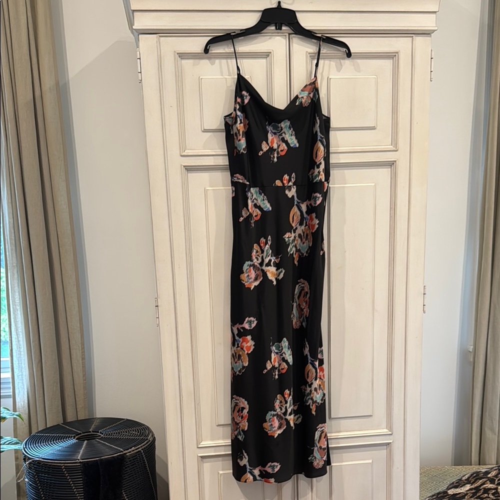Vince Floral Black Maxi Slip Dress